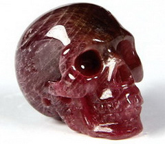 Gemstone Ruby Carved Crystal Skull, Realistic