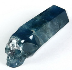 Huge 5.0" Fluorite Carved Crystal Skull, Wand/Point