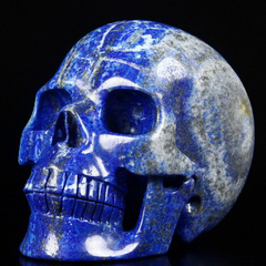 Huge 5.1" Lapis Lazuli Carved Crystal Skull, Realistic