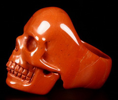 Gemstone Size 10, Red Jasper Carved Crystal Skull Ring