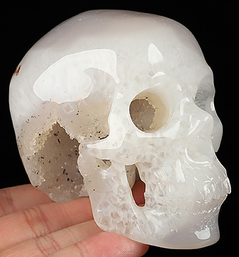 Nice Unique 3.5" Agate Geode Carved Crystal Skull