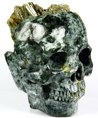 Huge 4.5" Green Tourmaline Carved Crystal Skull