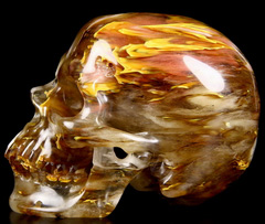 Huge 5.3" Smelted Quartz Carved Crystal Skull, Super Realistic