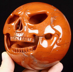 Gemstone Huge 4.0" Red Jasper Carved Crystal Skull Sphere Sculpture