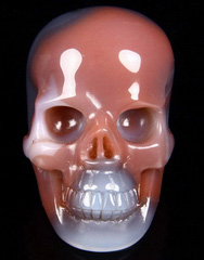 Fine Gemstone Mozambique Agate Carved Crystal Skull Ring
