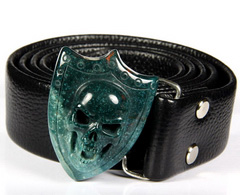 Bloodstone Carved Crystal Skull Buckle