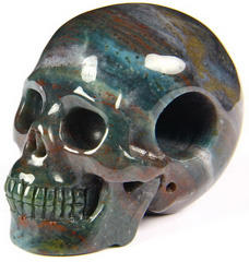 Gemstone Bloodstone Carved Crystal Skull Pendant