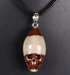Nice Sacred Shiva Lingam & 925 Sterling Silver Carved Crystal Skull Pendant with 925 Sterling Silver
