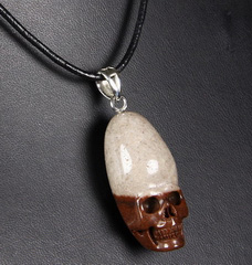 Nice Sacred Shiva Lingam Carved Crystal Skull Pendant with Sterling Silver