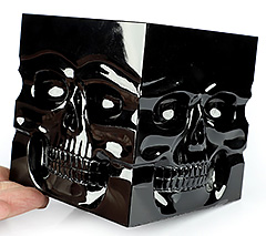 Huge 4.0" Black Obsidian Carved Crystal Skulls Sculpture