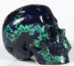 Nice Gemstone 1.9" Azurite & malachite Carved Crystal Skull, Realistic