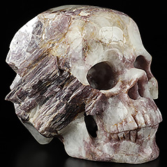 Huge 4.4" Mica Carved Crystal Druse Skull, Super Realistic