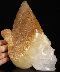 Huge 7.9" Calcite Carved Crystal Druse Skull Sculpture