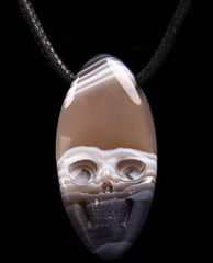 Gemstone Mozambique Agate Carved Crystal Skull Pendant