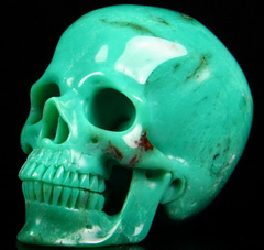 Gemstone 3.2" Chrysoprase Carved Crystal Skull, Super Realistic