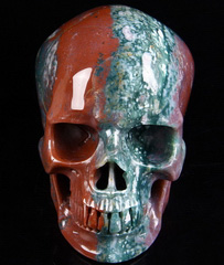 Huge 5.2" Indian Agate Carved Crystal Skull, Super Realistic