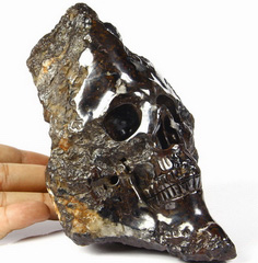 Huge 6.5" Limonite Carved Crystal Skull Sculpture
