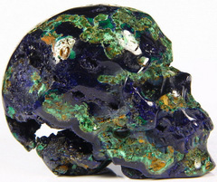 Amazing Geode 2.4" Azurite & malachite Carved Crystal Skull