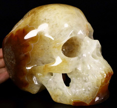 Lifesized 7.1" Agate Geode Carved Crystal Skull, Super Realistic