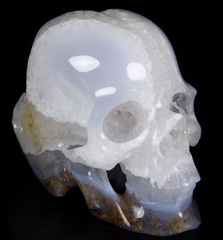 Nice Geode 2.8" Blue Chalcedony Carved Crystal Geode Skull