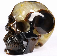 Huge 5.9" Agate Carved Crystal Skull, Super Realistic