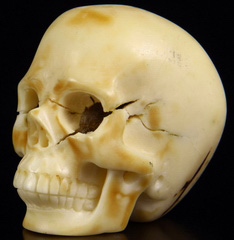 2.0" Tagua Nut Carved Crystal Skull, Realistic