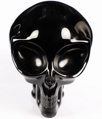 Huge 5.0" Black Obsidian Carved Crystal Alien Skull