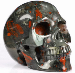 Huge 5.1" African Bloodstone Carved Crystal Skull, Realistic