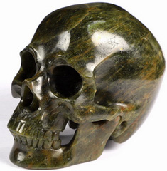 3.8" Diopside Carved Crystal Skull, Super Realistic
