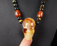Beautiful 1.5" Carnelian Carved Crystal Skull Pendant