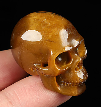 1.4" Gold Tiger Eye Carved Crystal Skull, Realistic