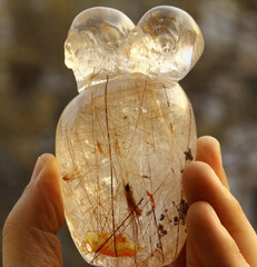 Huge 4.0" Rutilated Quartz Rock Crystal Carved Crystal Skull