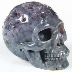 Nice 2.0" Purple Grape Agate Carved Crystal Skull, Realistic
