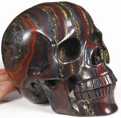 Lifesize 7.1" Colorful Tiger Iron Eye Carved Crystal Skull, Realistic