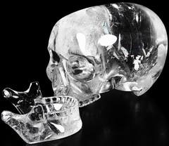Clear 6.4" Quartz Rock Crystal Carved Crystal Mitchell-Hedges Skull, Realistic