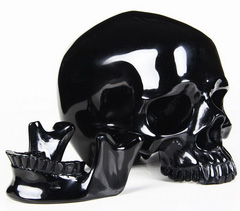 Huge 5.4" Black Obsidian Carved Crystal Skull,Detachable