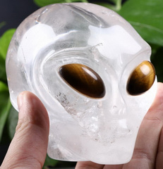 Huge 3.9" Quartz Rock Crystal Carved Crystal Skull, Realistic