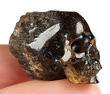 Unique 1.1" Tourmaline Carved Crystal Skull