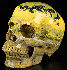Stunning Huge 5.2" Bumble Bee Jasper Carved Crystal Skull, Super Realistic