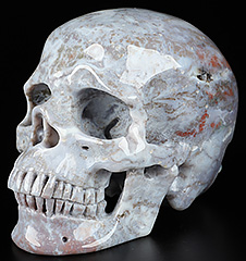 5.2" Green Moss Agate Carved Crystal Skull, Super Realistic