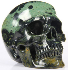 Huge 5.2" Kambaba Jasper Carved Crystal Skull, Super Realistic