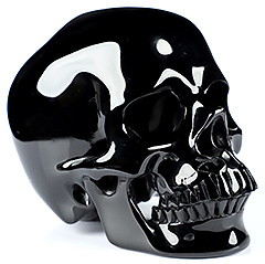 Giant 5.9" Black Obsidian Carved Crystal Skull, Super Realistic
