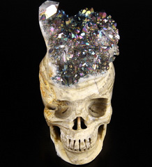 Flash lifesized 6.5" Quartz Rock Crystal Carved Crystal Skull, Realistic