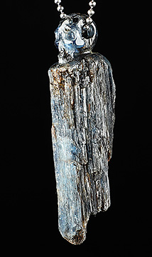 2.6" Kyanite Carved Crystal Skull Pendant, Realistic