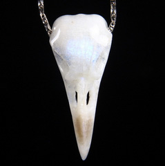 2.0" Moonstone Carved Crystal Skull Pendant, Realistic