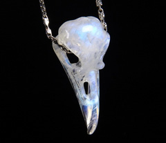 Flsah GEMSTONE 2.0" Moonstone Carved Crystal Skull Pendant, Realistic