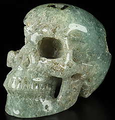 Gemstone 5.0" Prehnite Carved Crystal Skull geode, Realistic