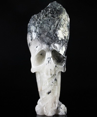 Lifesized Original 12.8" Black Tourmaline Carved Crystal Skull, Realistic