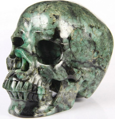 Gemstone 5.5" Emerald Carved Crystal Skull, Super Realistic