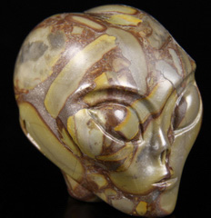 2.0" Bamboo Stone Carved Crystal Female Alien Skull, Crystal Healing